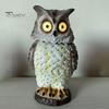 Садовая статуэтка совы на солнечной батарее, статуэтка совы из смолы с подсвеченными глазами, уличная чучела совы на солнечной батарее с пружинной головой для крыльца, газона, патио, двора