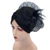 Feather Flower Ruffle Turban Caps for Women