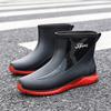 Мужские модные непромокаемые ботинки с коротким голенищем, трехслойная верхняя одежда, водонепроницаемая обувь для воды, для рыбалки на открытом воздухе, нескользящая и износостойкая, бархатные теплые резиновые сапоги