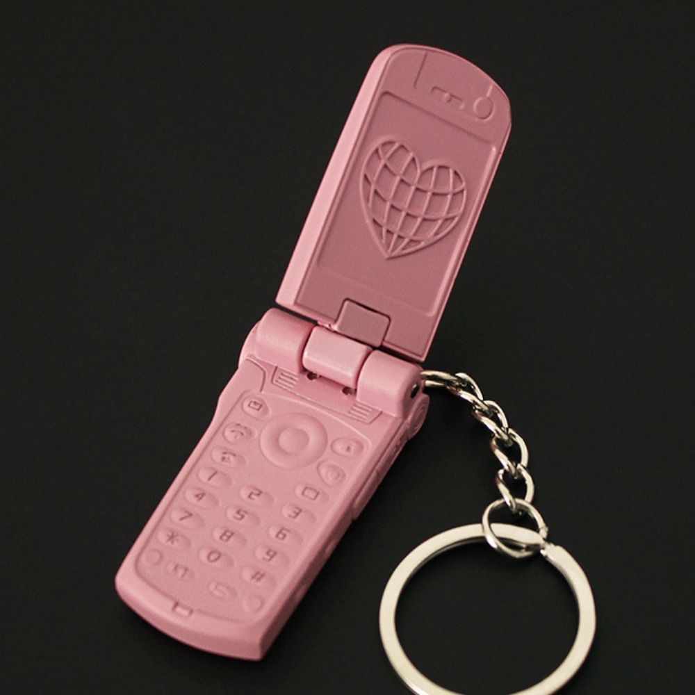 Mini Cell Phone Figure Key Ring Loveheart&Bowknot Car Key Chain Phone Model Keychains Couple