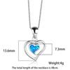 White Blue Fire Opal Cute Heart Pendant Necklaces For Women Romantic Jewelry Vintage Fashion 925 Silver Birthstone Necklace Gift
