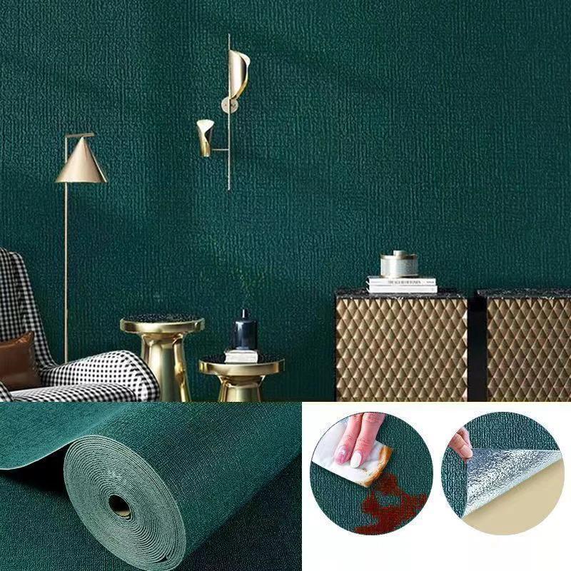 50cmX2.8/10m Linen 3D Foam Wallpaper Self-adhesive PVC Solid Color Thickened Waterproof Background Wall Renovation Wall Stickers