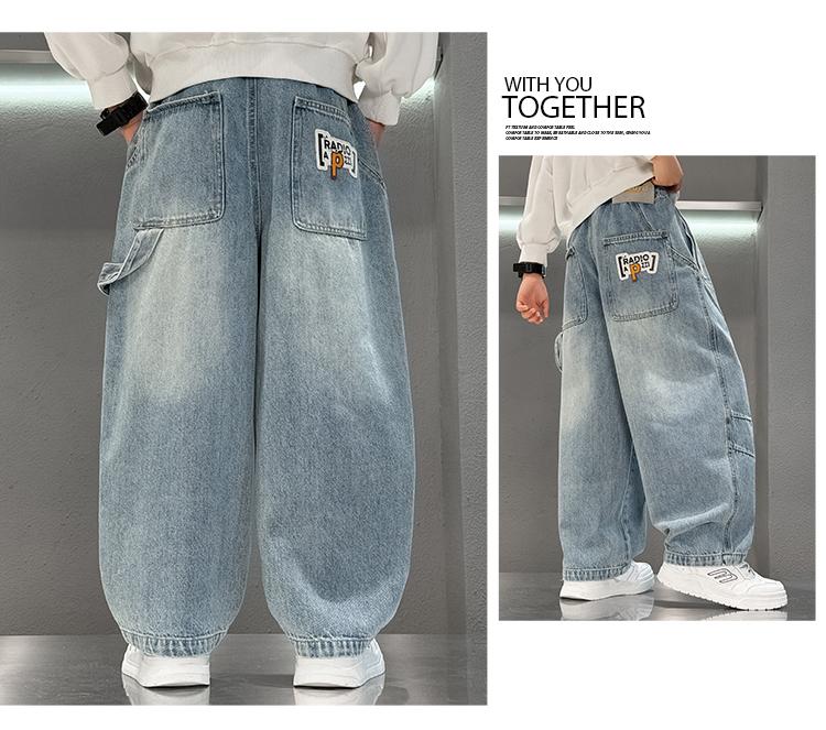 Boys' pants for spring 2026 new item, mid size and handsome boys' straight leg casual pants, spring and autumn children's jeans