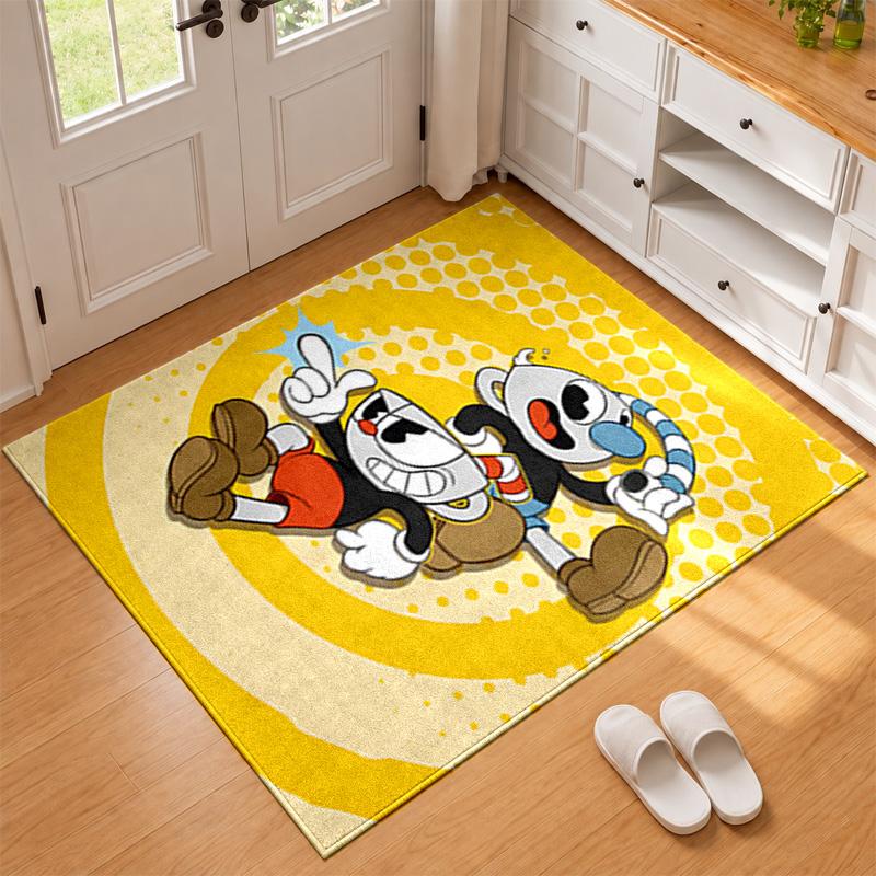 Cuphead Carpet Door Mat for Living Room or Bedroom Protective Mat Under Chair Office Decoration Christmas Gift Birthday Present