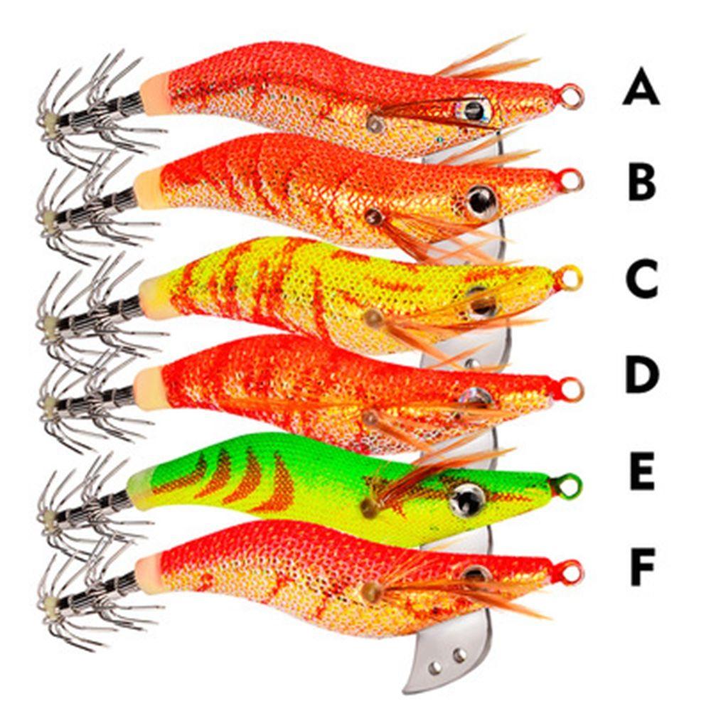 2.0# 2.5# 3.0# Jigs Luminous Lifelike Squid Hook Wood Shrimp Lures Octopus Bait Fishing Tackle