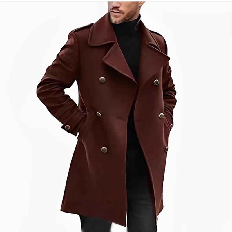 Autumn Winter Men's Woolen Coats Fashion Thick Turn Down Collar Casual Wool Blends Outerwear Coats Men