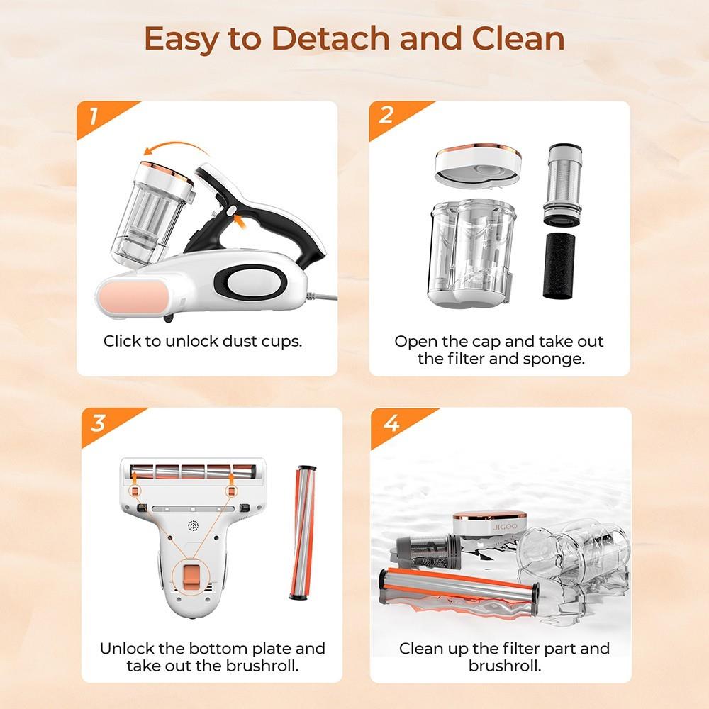 Восстановленный умный пылесос JIGOO J300 с двумя чашками, всасыванием 13 кПа, датчиком пылевых клещей, металлическим валиком-щеткой, горячим воздухом 55℃