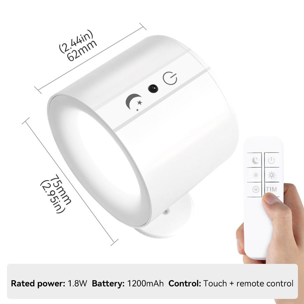 Светодиодный настенный светильник, перезаряжаемый, сенсорный, с двойной головкой, вращающийся на 360°, беспроводной пульт дистанционного управления, светодиодный прожектор для освещения спальни