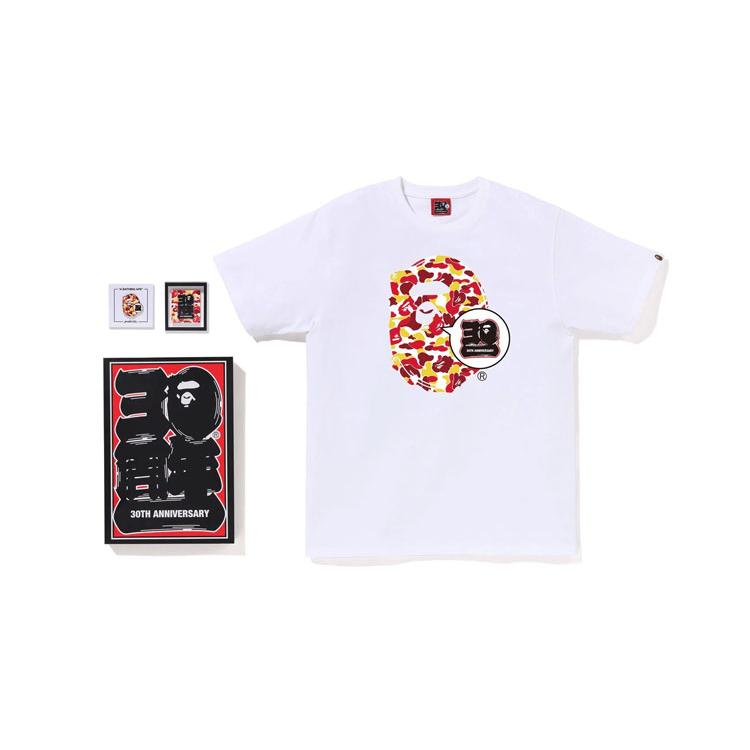 A BATHING APE Bape SS23 30th Anniversary T Shirt Unisex Gift Box Set Included Clothing 1J22-110-053