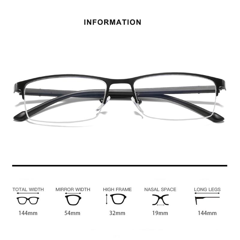3Pcs Men'S Business Reading Glasses Metal Half-Frame Men Women Fashion Presbyopic Eyeglasses Hyperopia Anti Blue Light Eyewear