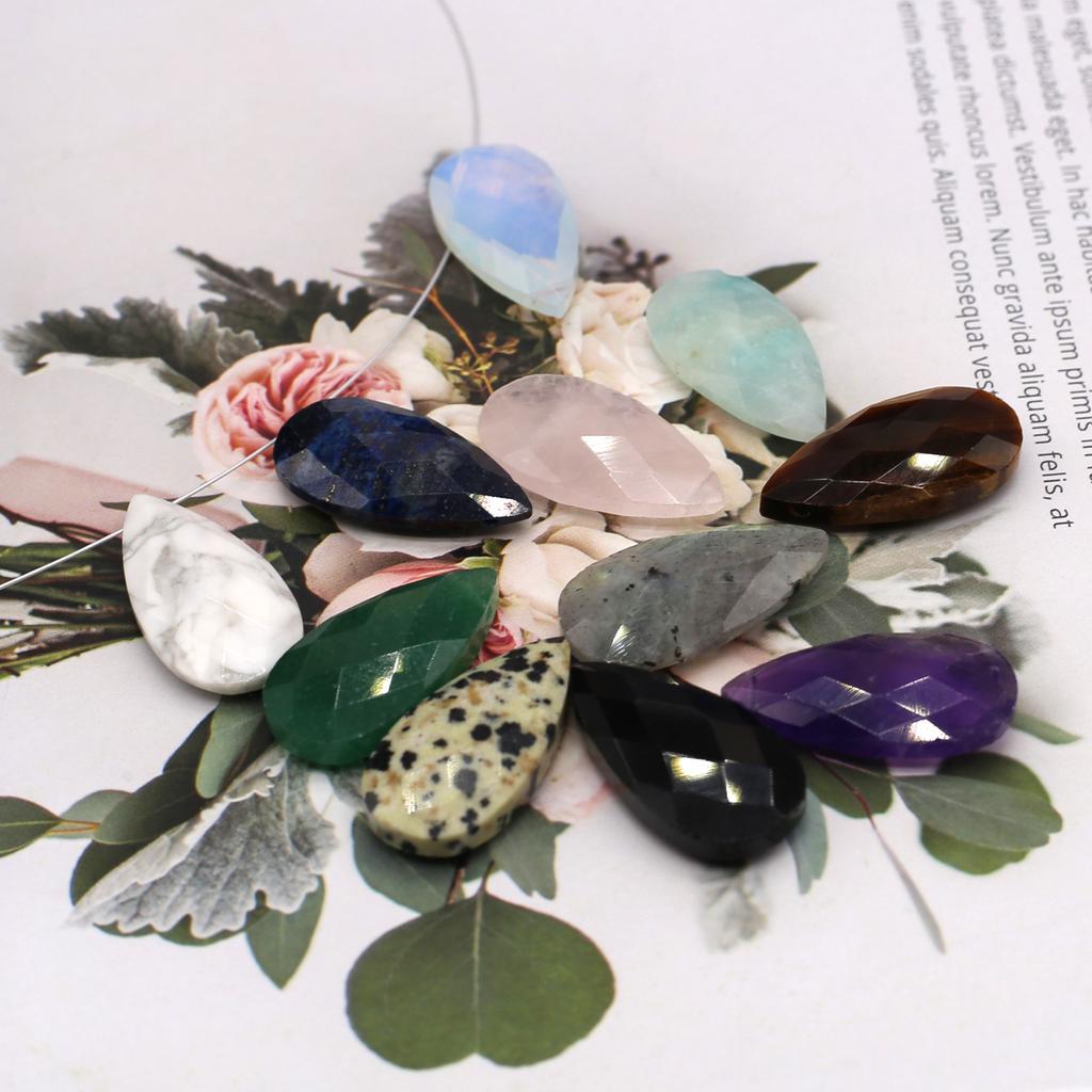 1Pc, Reiki Healing Crystal Energy Gemstone Charms, Faceted Natural Stone Drop Pendant for Women Men, DIY Halloween Christmas Necklace Accessories