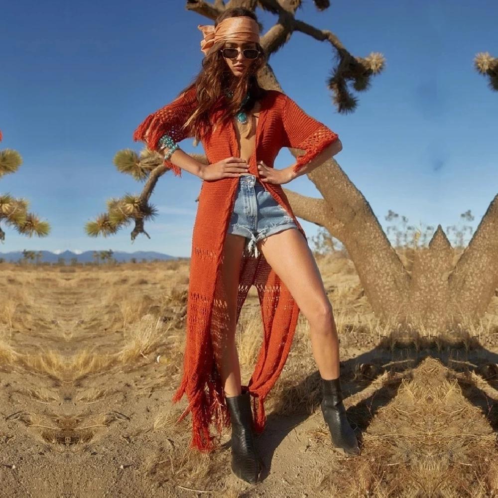 Пляжная вязаная туника для купальника 2022