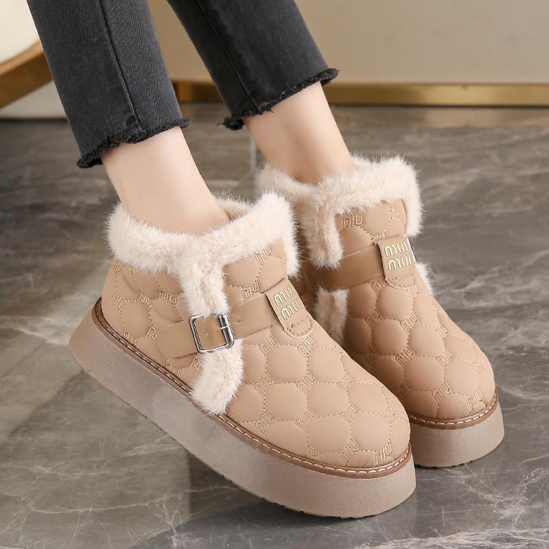 2024 Velcro Модная женская обувь Plus Velvet Выходная обувь большого размера из хлопка Водонепроницаемые зимние ботинки Широкие ноги Полные беременные женские хлопковые туфли