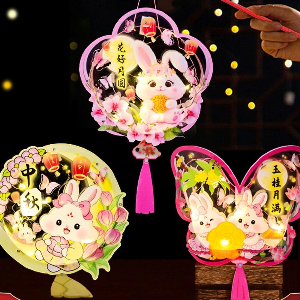 Portable Chinese Rabbit Lantern Cute LED Lantern Toys Handheld Paper Lantern Kindergarten