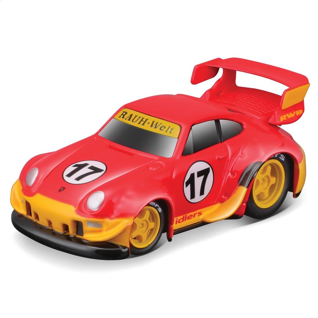 Maisto 1/64 Scale Muscle Machines Muscle Transporter / Diecast Model Car (JDM Flatbed/RWB 993 911 - Red/Orange 11543)