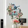 Fun-f167 Cartoon Blue Flower Bird Mailbox Bedroom Living Room Home Decoration Wall Sticker