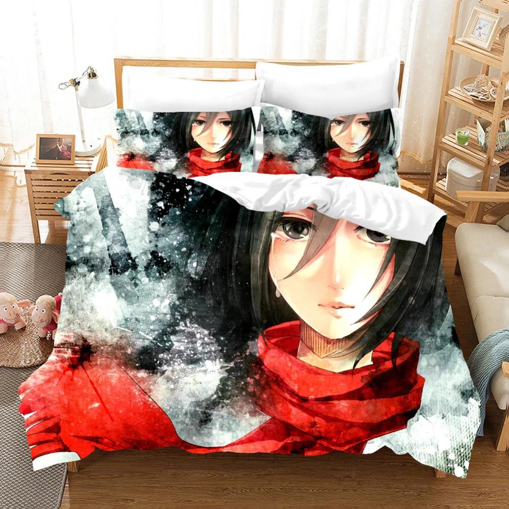 3D Printed Anime Attack On Titan AOT 2/3pcsBedding Set Duvet Cover Double Twin Full Queen King Adult Kids Bedclothes Quilt Cover