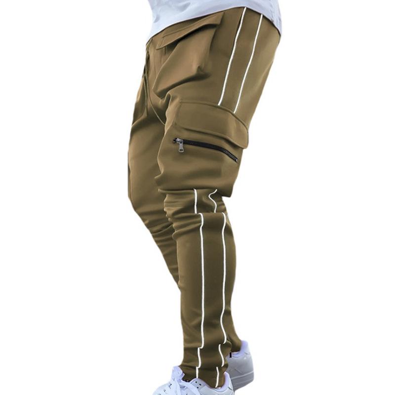 Мужские светоотражающие эластичные облегающие брюки-карго: Модная спортивная и повседневная одежда на весну и осень