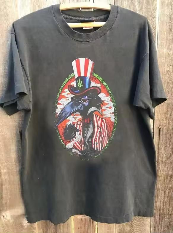 Punk Tee Y2k Rock T Shirt Vintage 1993 Black Crowes Band Graphic Print Short Sleeve Oversized Casual Loose Streetwear Unisex