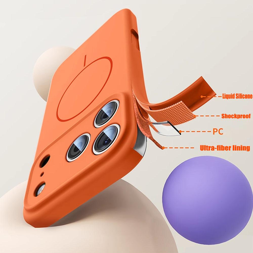 Для Magsafe Чехлы из жидкого силикона для телефона Для iPhone 17 16 15 14 13 12 Pro Max 16 Plus Air Case Магнитная крышка для беспроводной зарядки