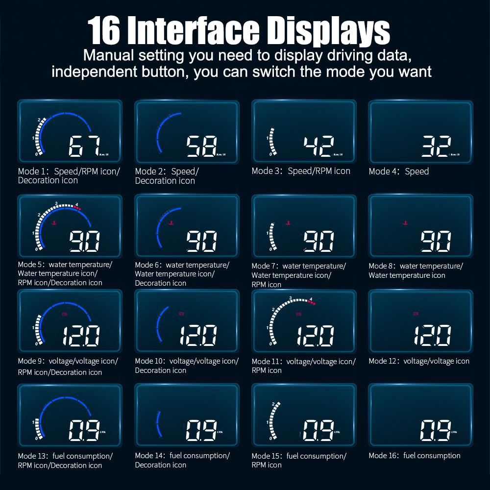 Универсальный проектор на лобовое стекло автомобиля, дисплей на лобовом стекле, спидометр M13 HUD, GPS, компас, часы, измеритель скорости, цифровой будильник
