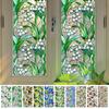 Floral Pattern Window Film UV Resistant Window Privacy Film Removable Rainbow Decals Privacy Static Clings for Living Room Bedroom Decor
