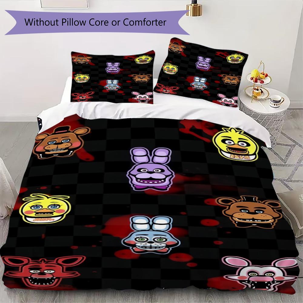 Five Creepy Nights Freddy'S Bedding Without Core 1 Duvet Cover 2 Pillowcase Without Core Soft And Comfortable Christmas Birthday Gift