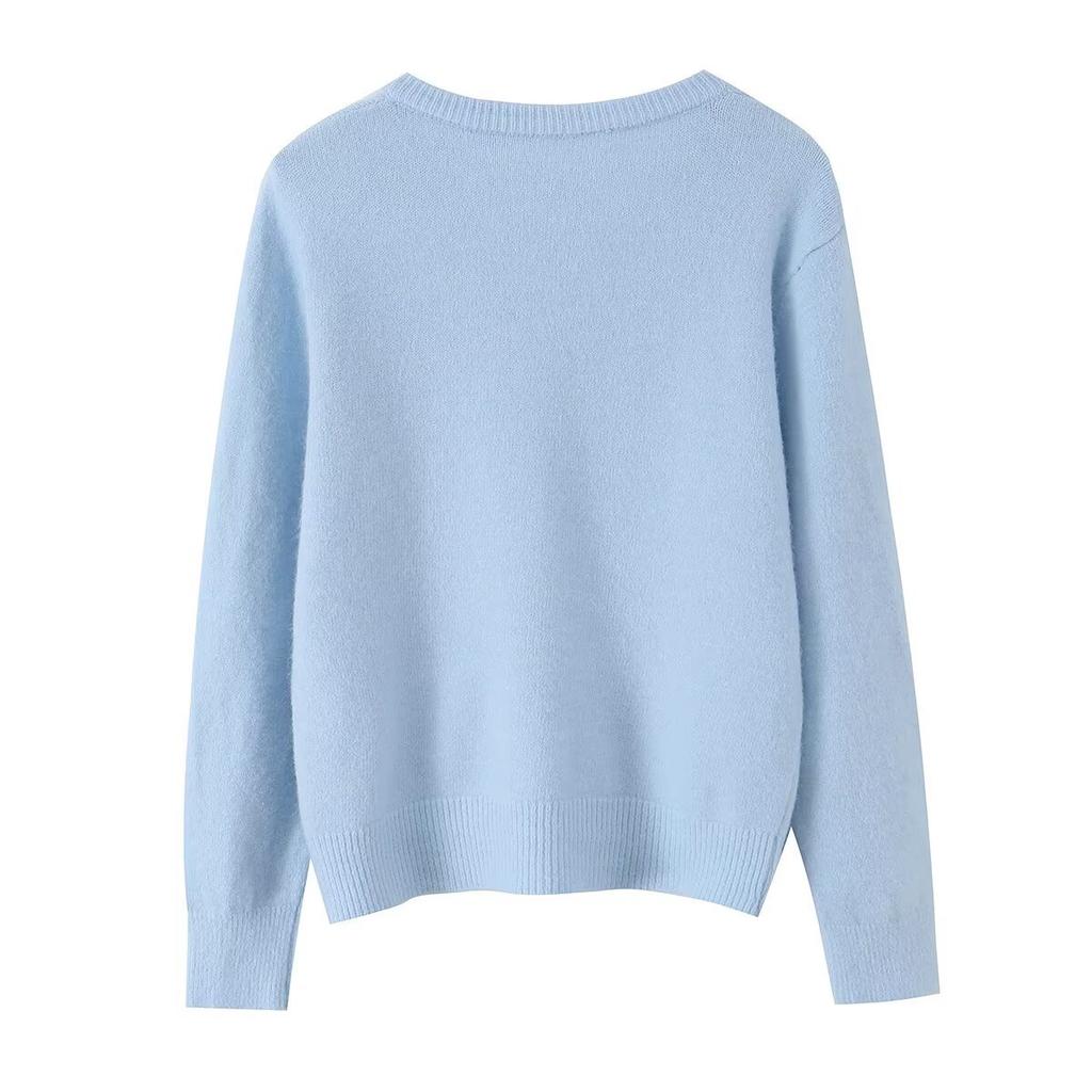 European and American style, new women's clothing, foreign style, versatile, fashionable, fashionable, solid color cardigan sweater