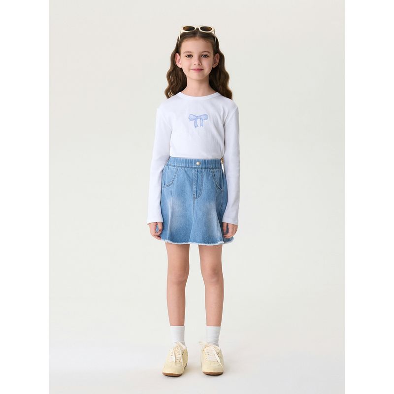 Mark Jenny Blues Denim Girls' A-Line Denim Skirt Children's Skirt Half Skirt Spring New Style 560176