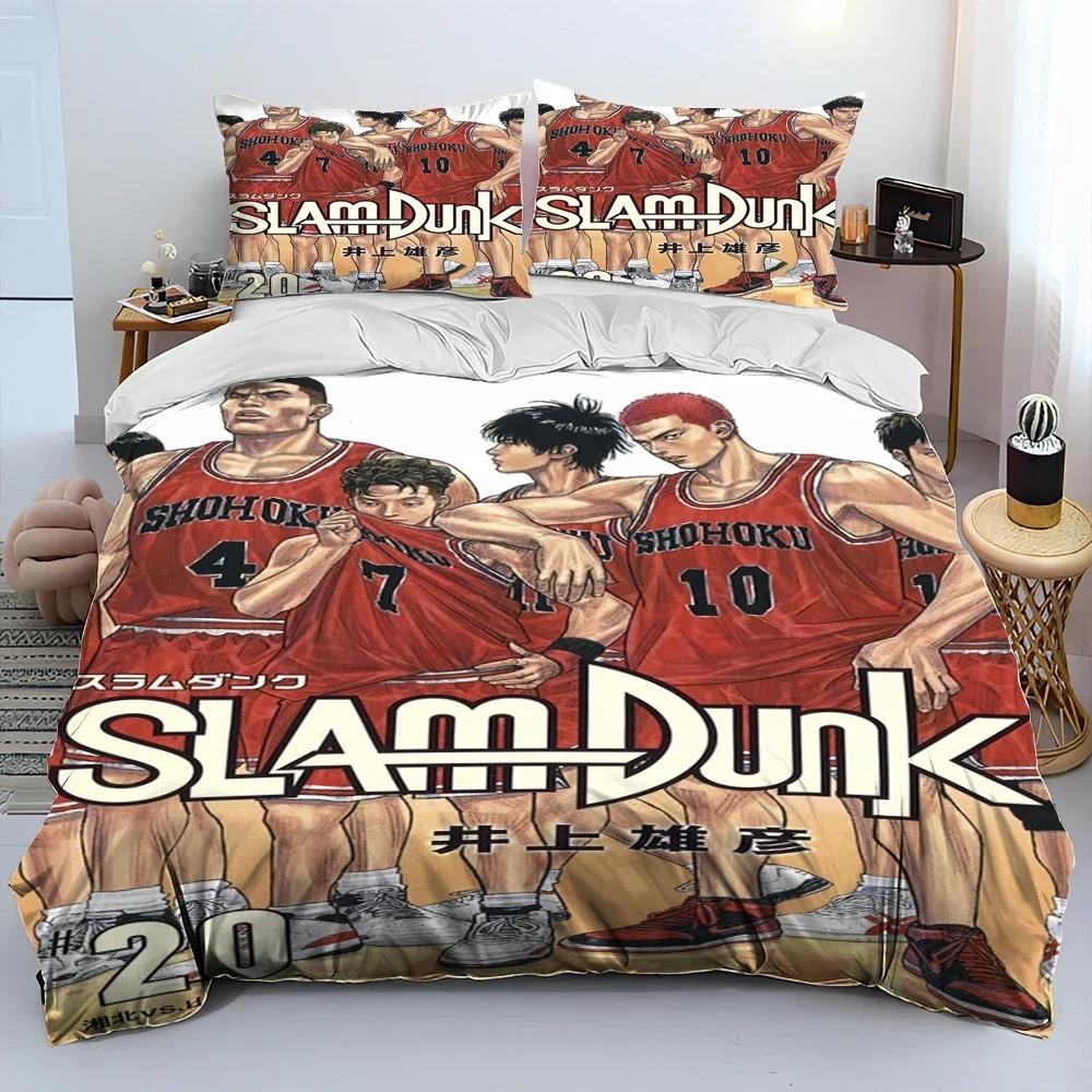 Постельное белье с одеялом из аниме Slam Dunk, комплект постельного белья, размер King Queen, пододеяльник, наволочка, японский мультфильм, для детей