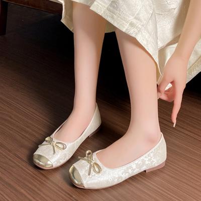 Весна/Осень Новые квадратные носки на квадратном каблуке Модные лоферы с бантом Удобная мягкая подошва Низкий каблук Модные женские повседневные туфли