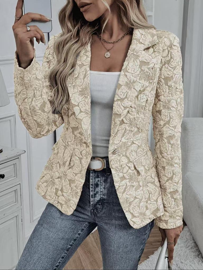 Women S Casual Short Blazer Retro Lily Jacquard Slim Fit