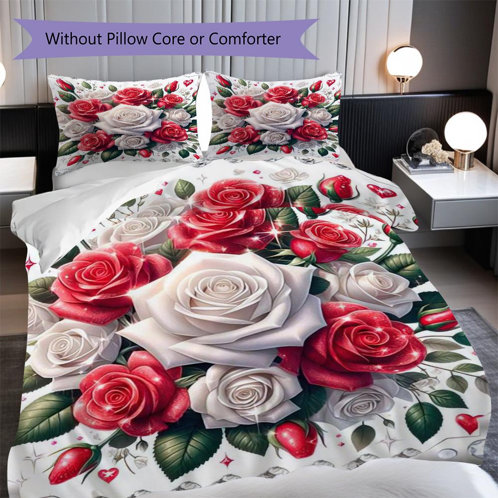 1PC Rose pattern Bedding Quilt Set Quilt Cover Pillowcase Home Decoration Birthday Gift (1 * duvet cover + 25 * pillowcase, without core)