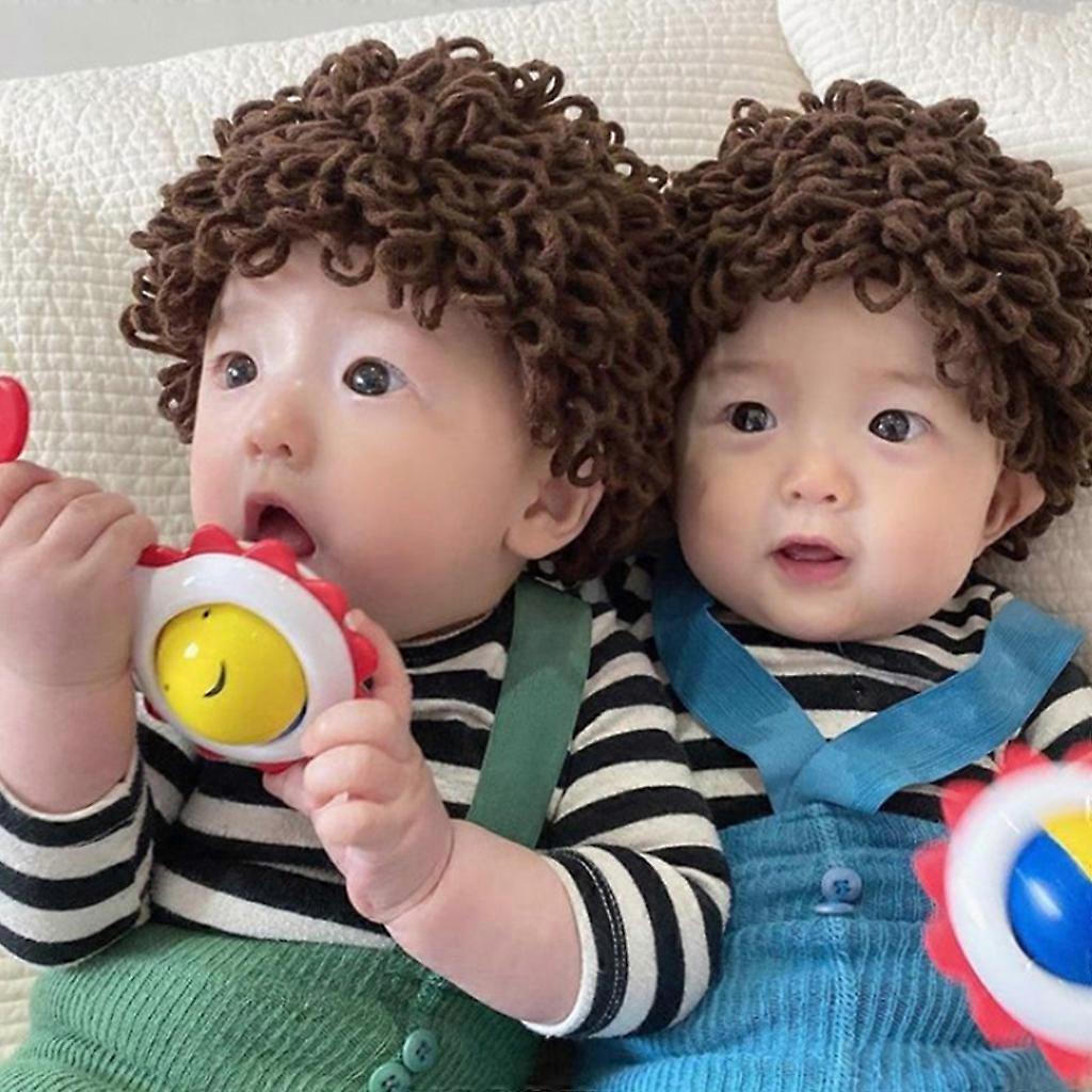 Cosplay Wig Hat Curly Wig Cap Universal Size for Girls Boy Party Costume Photography Props Family Activities Winter Gift Brown