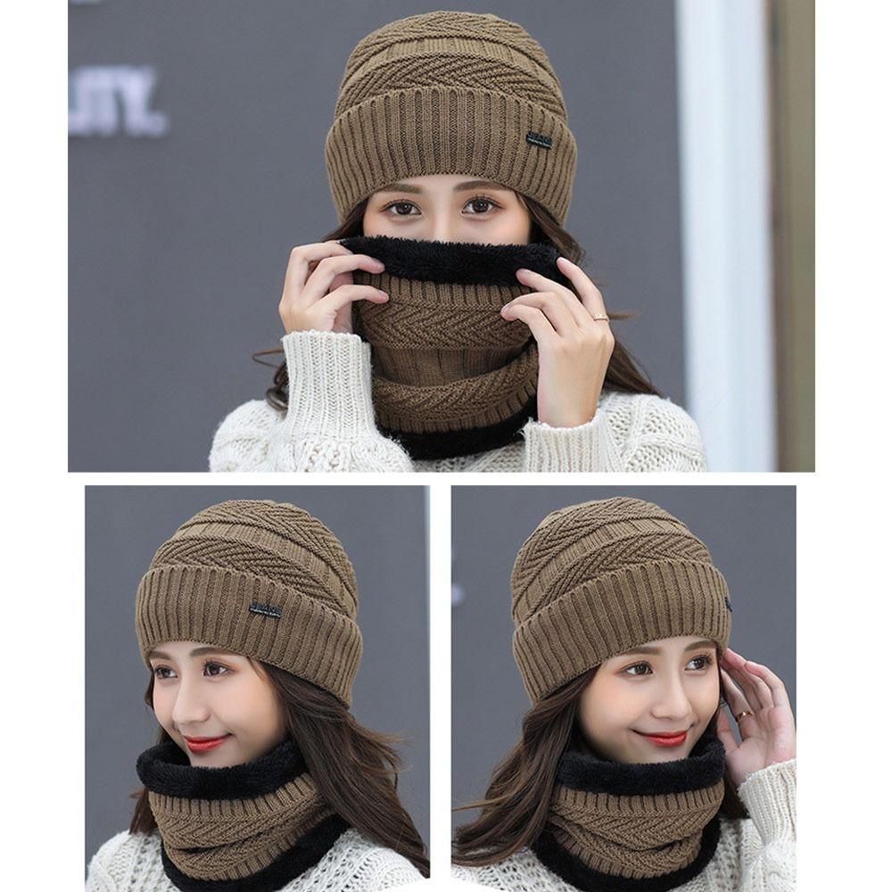 Winter Thermal Soft Beanie Hat Scarf Knitted Hat Neck Scarf Cap Balaclava