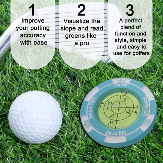 Маркер для мяча с зажимом для шляпы для гольфа и высокоточным зеленым помощником для чтения Компактный размер Легкий портативный пузырьковый уровень Гольф-паттинг Green Reader