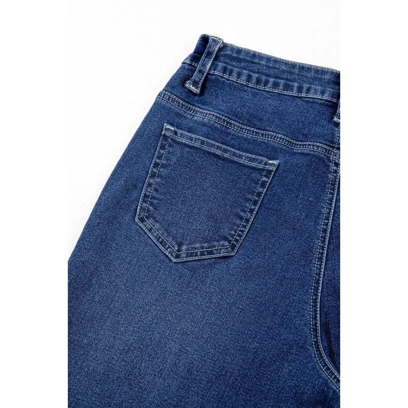 Женские весенние новые темно-синие джинсы с высокой талией и широкими штанинами, модные прямые брюки в стиле ретро