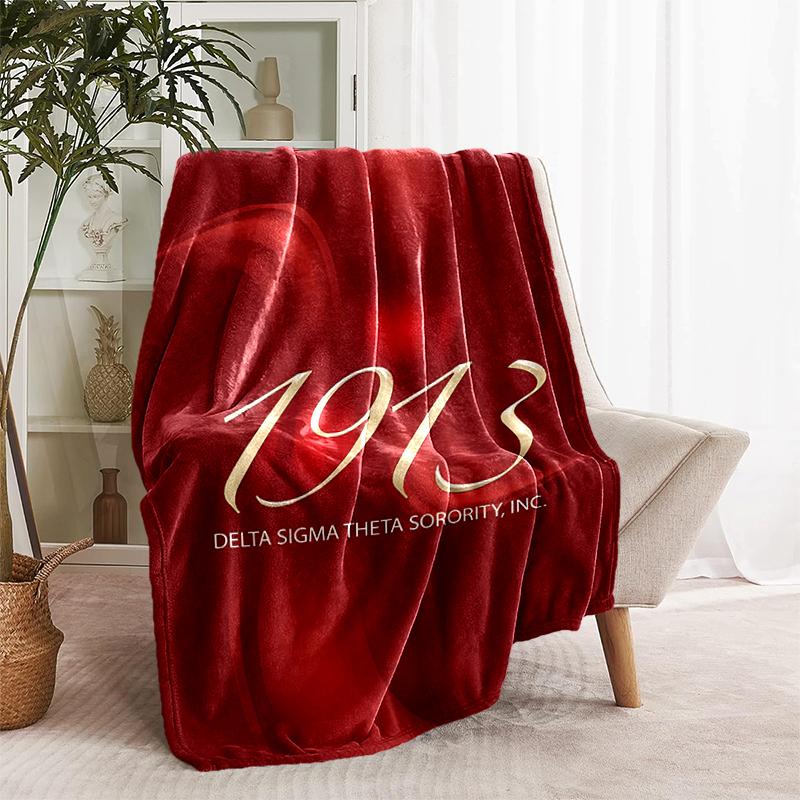 1pc Blanket Delta Sigma Theta logo Print Design, Lightweight Blanket for Sofa, Bed- Soft &Warm, Gift for All Seasons like Christmas, Halloween