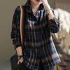 Женская новая весенне-осенняя рубашка большого размера, универсальная, хлопковая, в клетку, с длинным рукавом