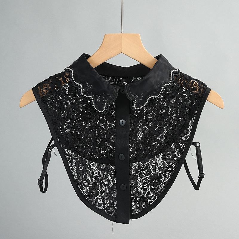 New Fake Collars Woman Vintage Half Shirt False Collar Woman Embroidery Detachable Lapel Collar Faux Col Accessories
