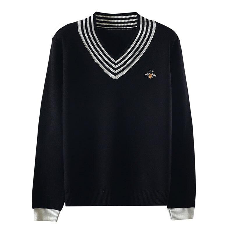Женский свитер с вышивкой пчелы в европейском стиле на весну и осень C-019