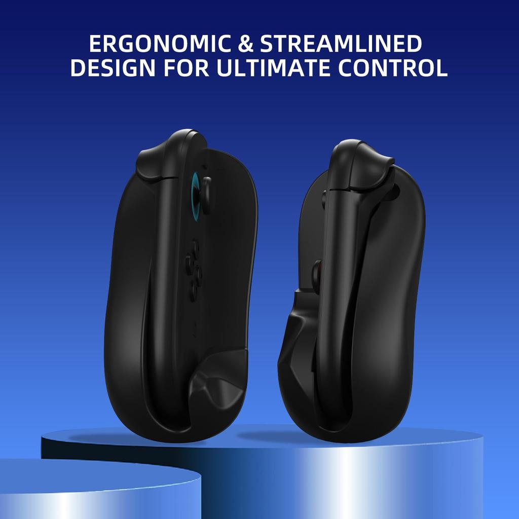 EJGAME Switch 2 Mouse Compatible with Metroid Prime Ergonomic Design for Long Set of 2 Joy-Con Adapter, 4, Plug-and-Play, Playtime, (Black)