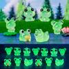 6Pcs Mini Frog Garden Decor Luminous Frog Figurines Miniature Home Decor Tiny Resin Frogs Fairy Garden Decor
