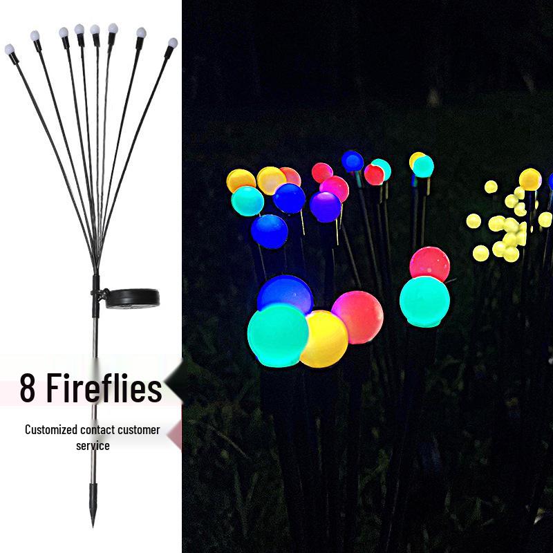 Solar Wind-Powered Firefly LED Garden Stake Lights - Waterproof Outdoor Decor