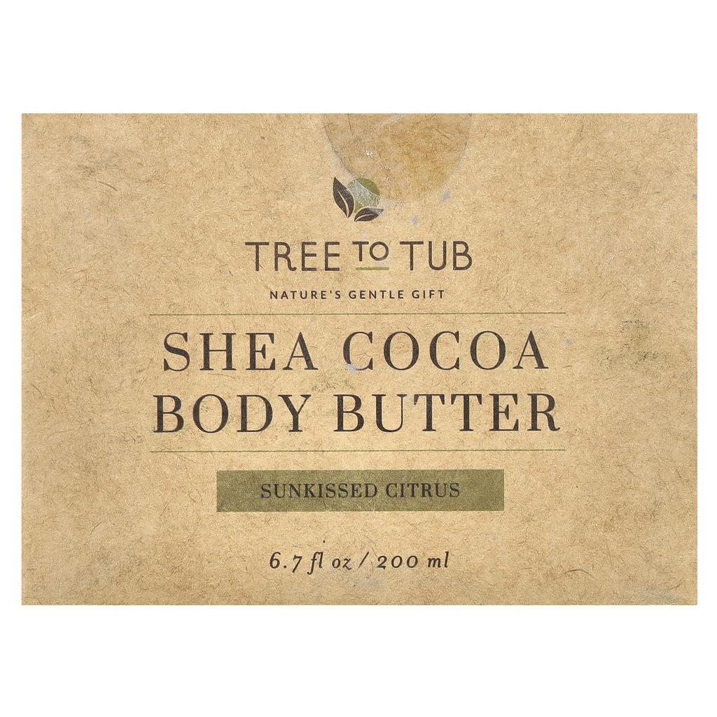 Tree To Tub Shea Cocoa Body Butter, Sunksised Citrus, 6.7 Fl Oz (200 Ml)