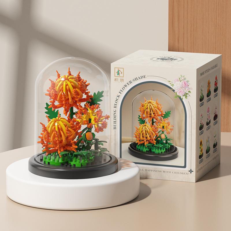 Flower Bouquet Building Blocks Plastic Plant Bonsai Desktop Ornaments Home Decoration