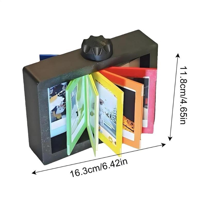 12-Card 3D Rotating Photocard Holder Snapshots Display Frame Easy to Install Photo Album Rotating Page-turning Ornaments