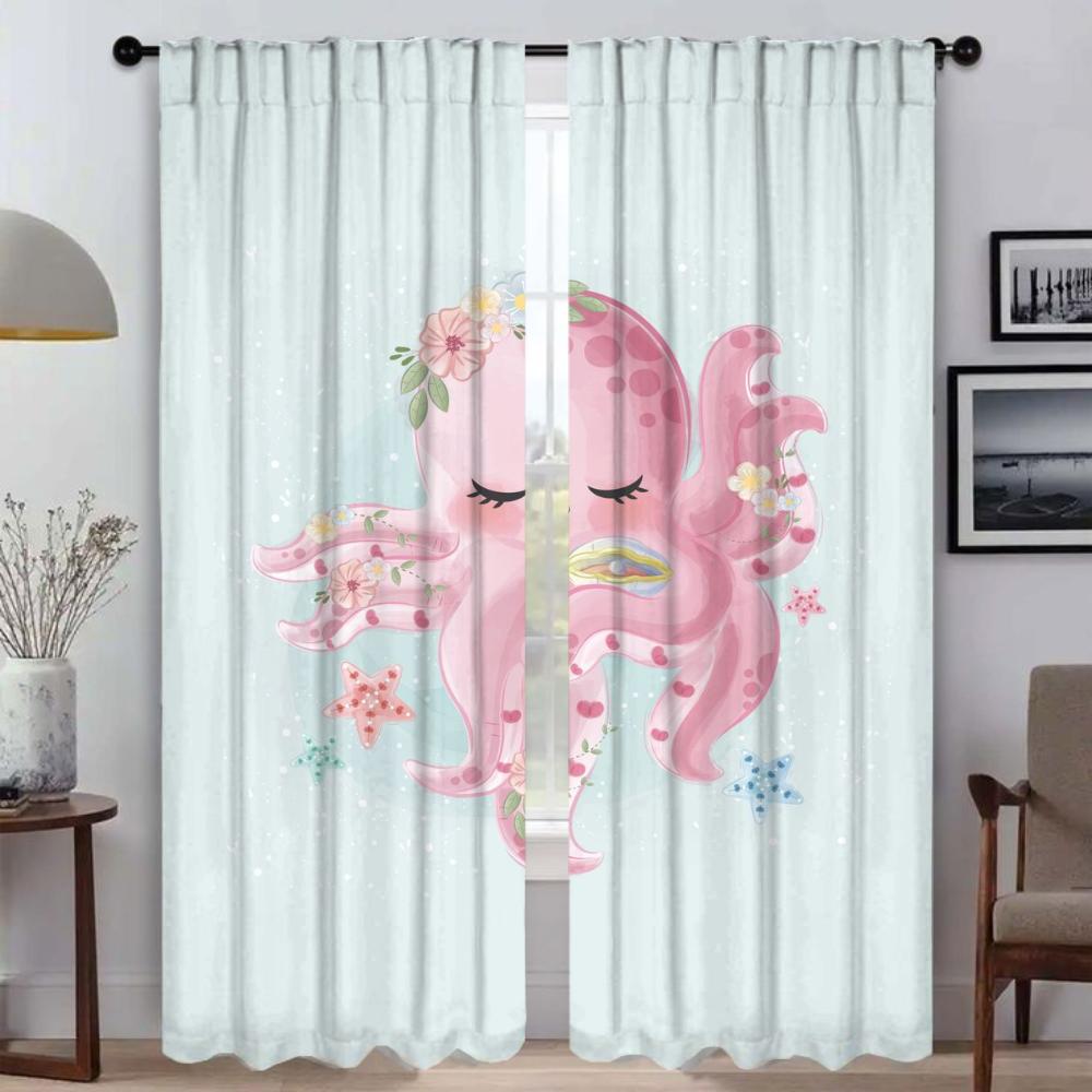 Cute Animals Shades Kitchen Curtains 2 Pieces Home Interior Curtains for Camera Blackout Curtain Tulle for Bedroom Partition
