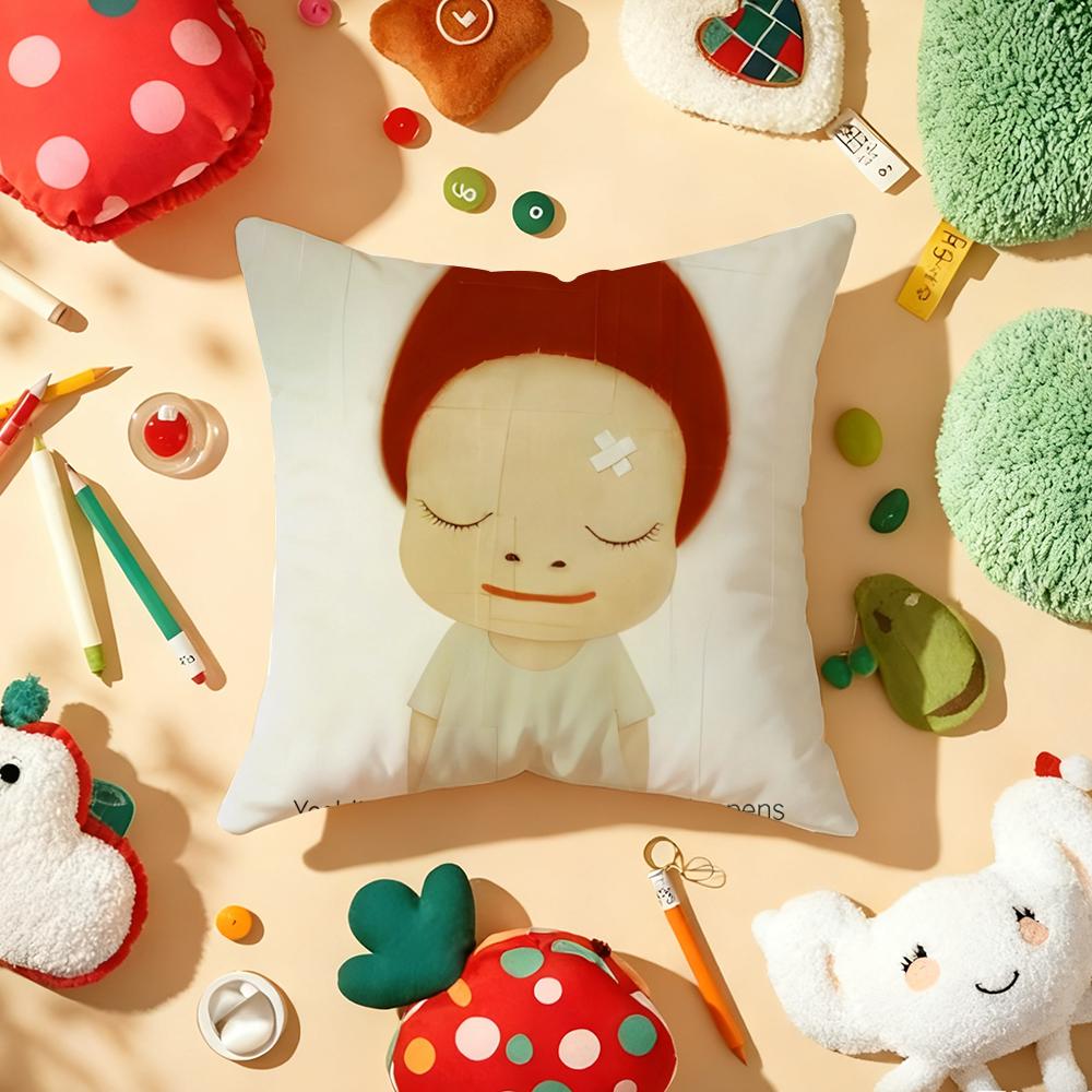 Yoshitomo NNaraS Anime Cushion Cover Plush Fabric Soft DoubleSided Printed Sofa Warm Winter Home Gift Pillow Cover