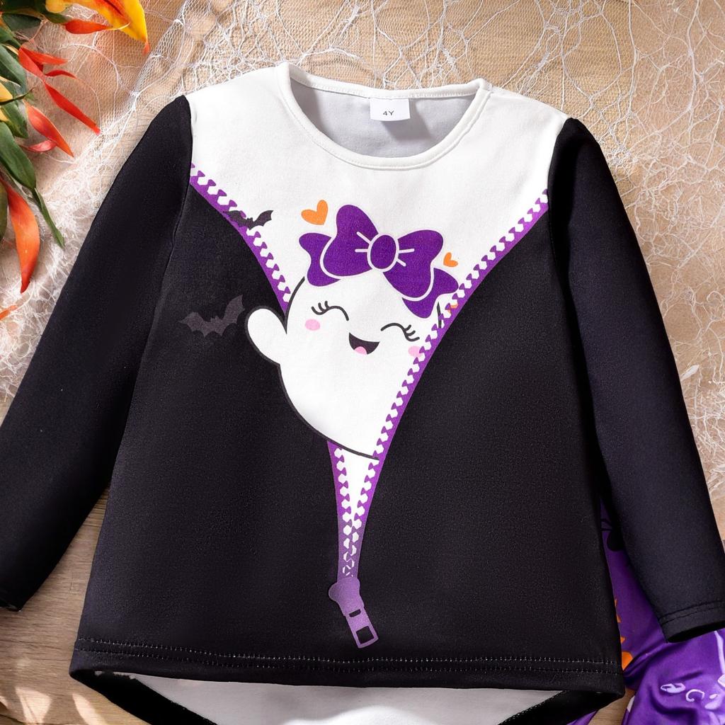 Детский Хэллоуинский комплект с длинным рукавом, мультяшный, милый